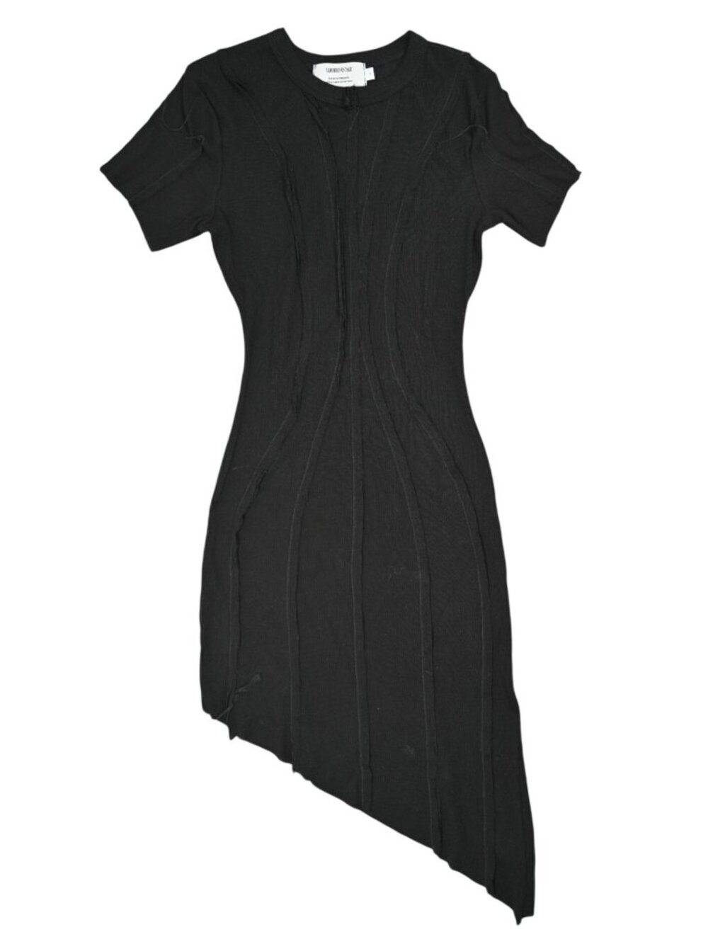 Sami Miro Vintage Asymmetric Long Sleeve Mini Dress in Black